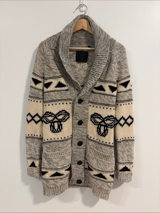 TNA Sweaters - TNA Boyfriend Shawl Collar Lambswool Cardigan Sweater in Cream, Gray and Black
